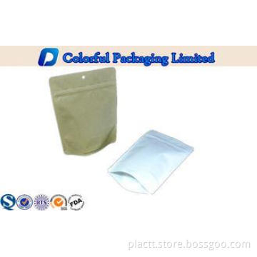 White seasoning Resealable Kraft Stand up Pouches with tear